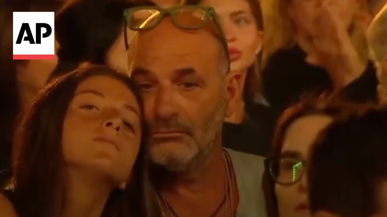 Tens of thousands gather in Tel Aviv to remember the Oct. 7 victims