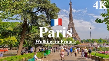 Paris France 🇫🇷 Walking Tour 4K - Some locations with a great view of the Eiffel Tower - Paris Walk