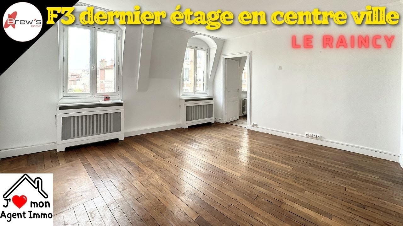 Dernier étage sans Vis-à-vis pour ce F3 à louer vide en plein centre ville du Raincy