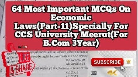 64 Most Important MCQs On Economic Laws(Part-11)Specially For CCS University Meerut(For B.Com 3Year)