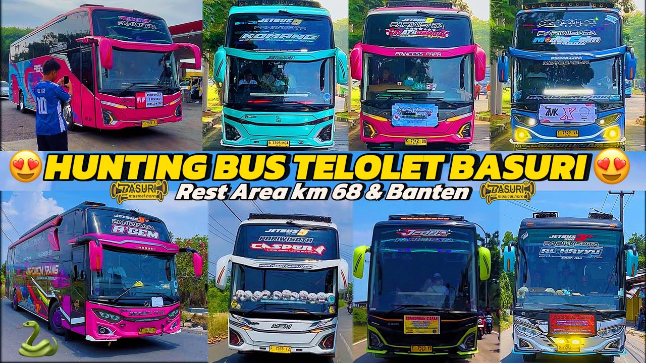 FULL BUS TELOLET BASURI 🥳 Hunting bus trip Anyer di rest area km 68 toll Tangerang merak “ Banten!
