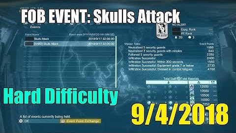 Metal Gear Solid V- FOB Event [Skulls Attack] HARD September 4th, Guide