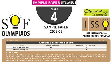 Class 4 ISSO Sample Paper 2025-26 International Social Studies Olympiad Class 4 ISSO Olympiad grade4