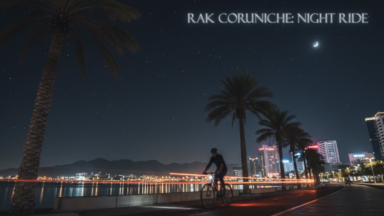 RAK Corniche - Bicycle Night Tour, 4K - YouTube