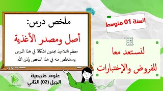 سلسلة الملخصات الجزء 01: أقوى ملخص لدرس أصل ومصدر الأغذية علوم طبيعية سنة 01 متوسط