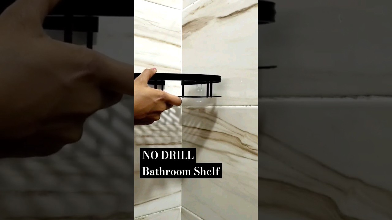 No Drill Wall Mounted Bathroom Shelf 