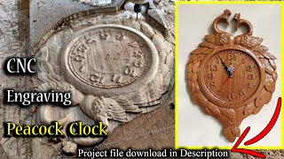 Engraving  peacock clock CNC // Woodworking project