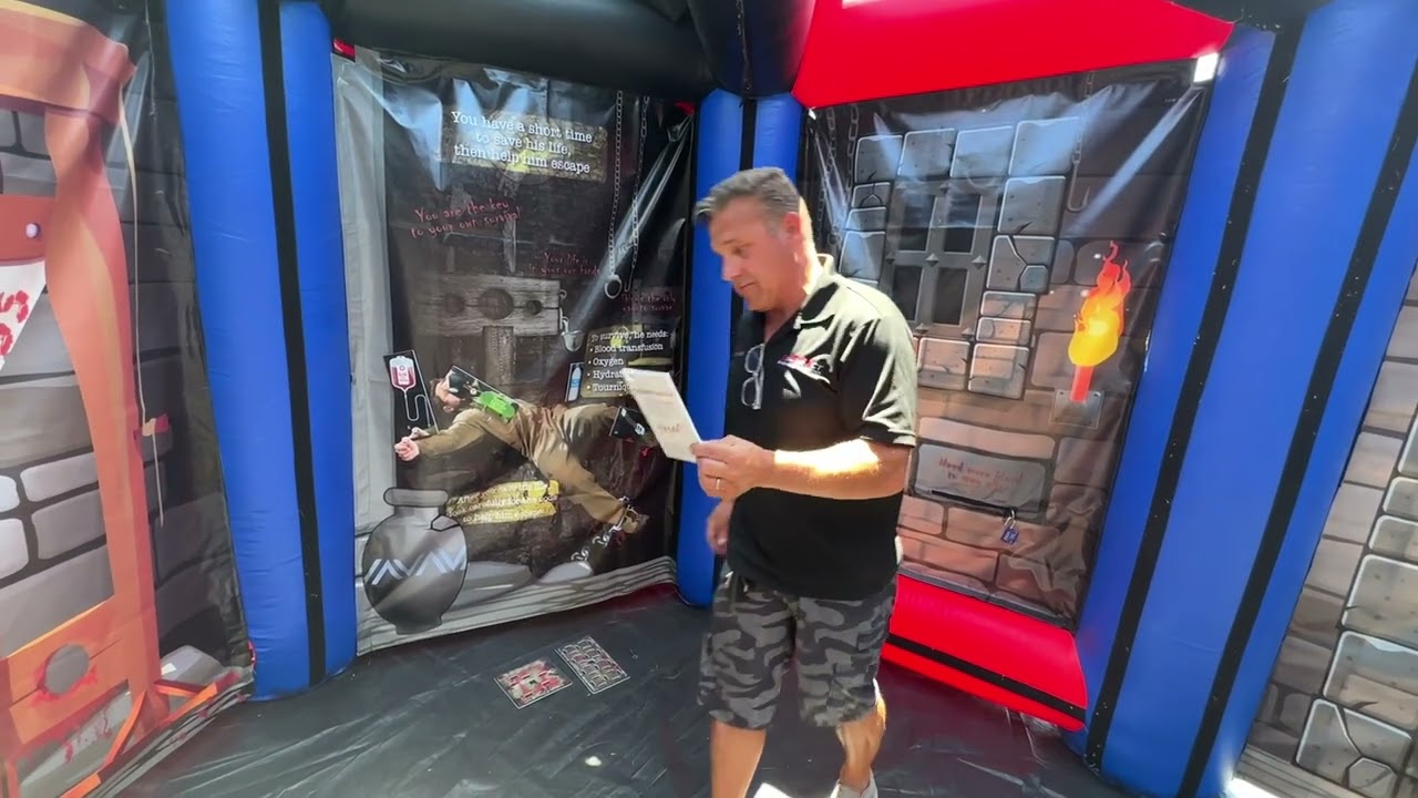 ESCAPE THE DUNGEON  - Portable, Inflatable Escape Room Maze - 1 of 4 themes in a single 30 X 30 unit