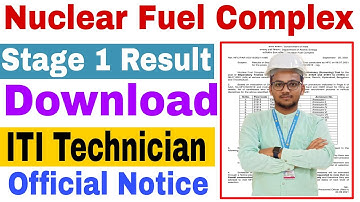NFC Result 2021 | ITI Technician | Nuclear Fuel Complex Hyderabad | NFC Result Out |