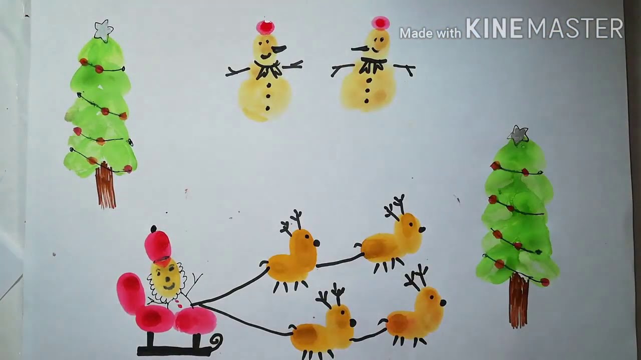 How to make Easy DIY Christmas 🎄 card/ painting using finger/ thumb prints
