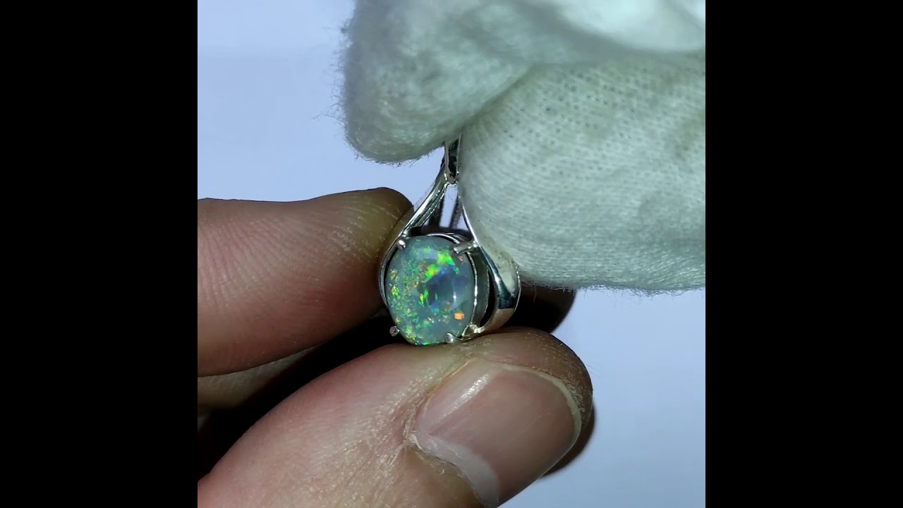 Australian solid black opal sterling silver pendant from Lightning Ridge! Handmade 13
