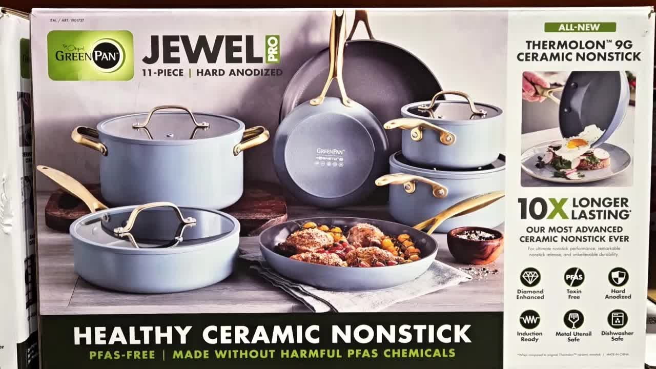GREENPAN JEWEL CERAMIC NON- STICK 11PC COOKWARE SET Shop with us at Costco!!!