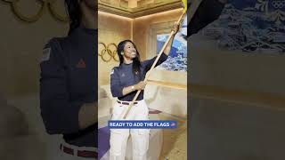 Flagbearers getting reps in before Opening Ceremony 💪