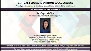 Dr Crystal Chu: Bioinspired polymer fibers (12th Nov 2020)