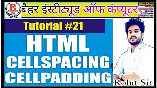 Class-15 Cell Spacing Cell Padding All HTML Page Rohit study hub Rohit sir computer baihar institute