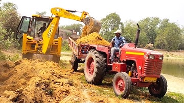 Jcb 3dx Eco Excellence Machine Loading Red Mud In Old Mahindra 295 Di Tractor | Jcb Tractor | Dozer