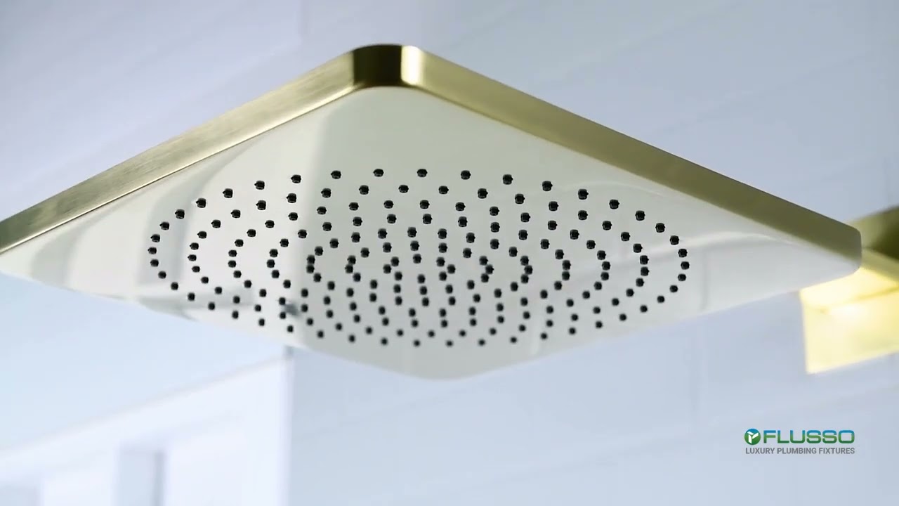 Flusso Faucets | 12" Shower Head | Satin Brass | HSB.12C