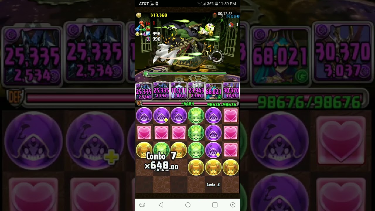 Puzzle & Dragons: Blackbird x Malzeno vs Fourth Dimension Inspector (green Mille spawn)