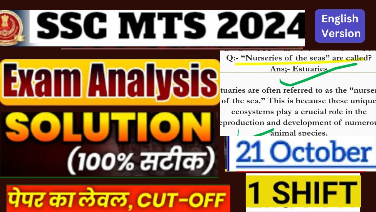 SSC MTS 21 October 1st Shift Analysis 2024 | SSC MTS Analysis 2024 #ssc ...