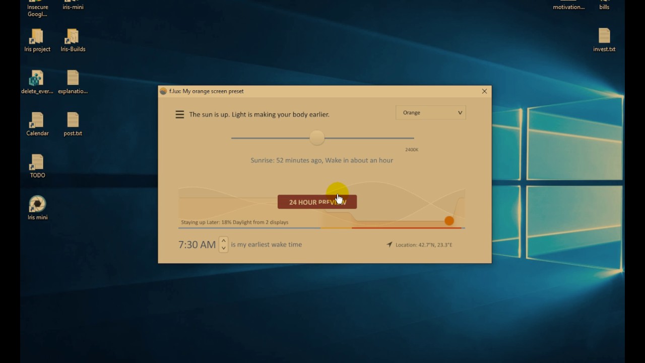 F.lux 4 beta - f.lux presets preview (Windows) - YouTube