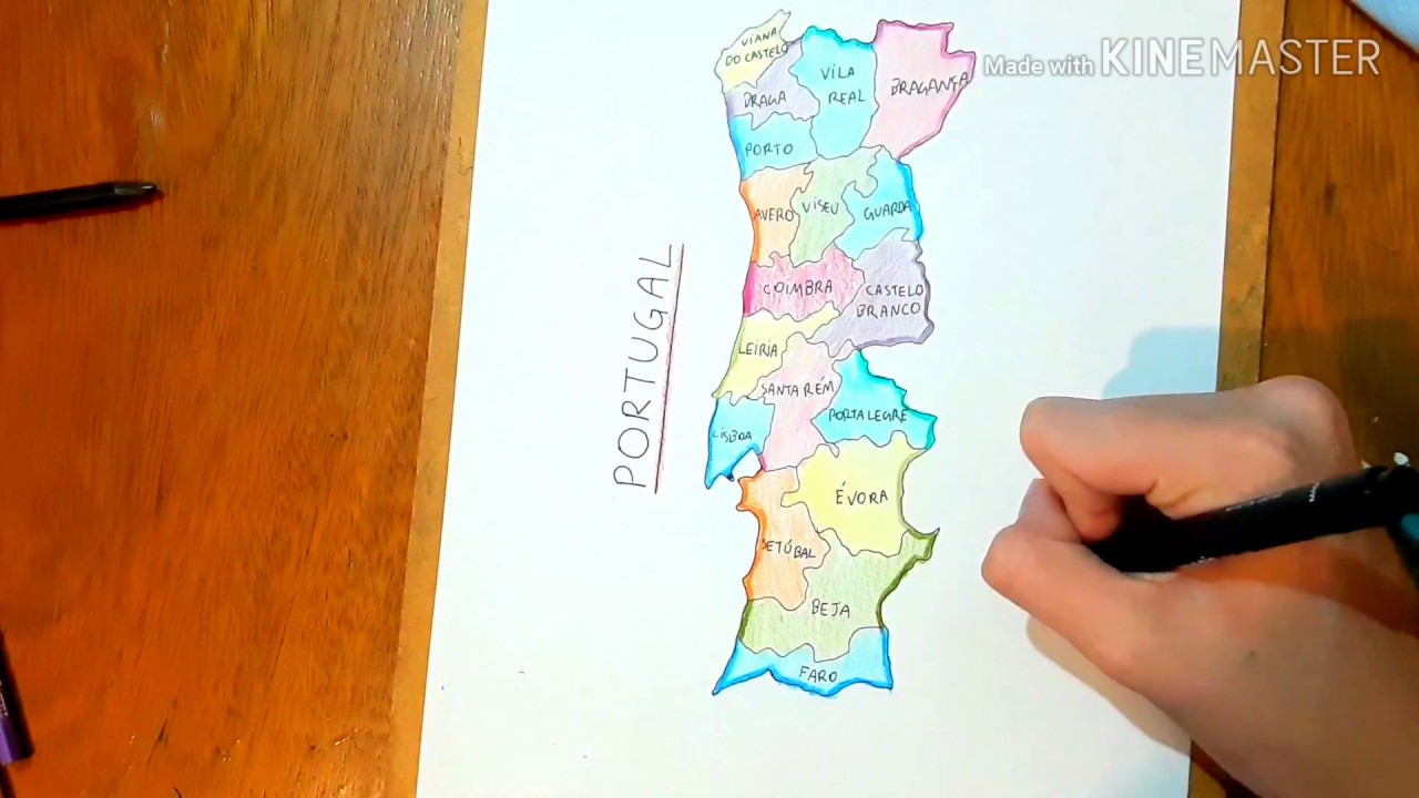 Esboço a lápis de desenho de mapa de portugal