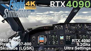 [MSFS RTX 4090] Skiathos (LGSK) 40kt CrossWind Ryanair Approach 737-800  [Ultra Settings] 4K