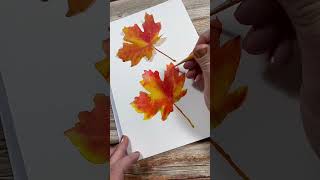 Paint an Autumn Maple leaf with me 🍁 #autumnleaves #autumn #autumnwatercolor #fallwatercolorleaves