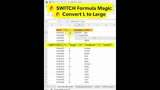 SWITCH Formula in Excel | L, M, S को Large, Medium, Small में कैसे बदलें? | Excel Tutorial Hindi