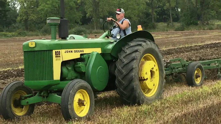 John Deere 830 Tractors Plowing a Field in Charlot...