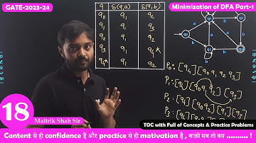 Lec 18 Minimization of DFA Part-1 || Theory of Computation (TOC) || CS & IT || GATE-2023-24