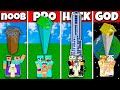 Minecraft Battle: FAMILY HIGHEST TOWER HOUSE BUILD CHALLENGE NOOB vs PRO vs HACKER vs GOD Animation