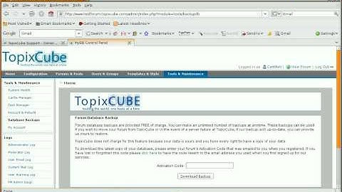 Topixcube - Creating a Database Backup.