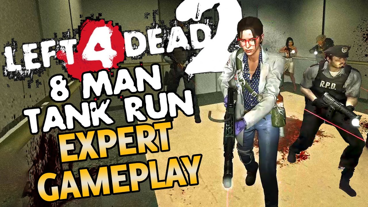 8 SURVIVOR RUN! | Left 4 Dead 2 - 8 Player Tank Run Expert (The Sacrifice & No Mercy) 