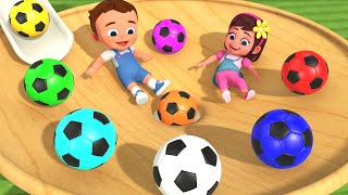 learn colors for children with little babies fun play soccer balls sliding wooden toyset 3d kids edu