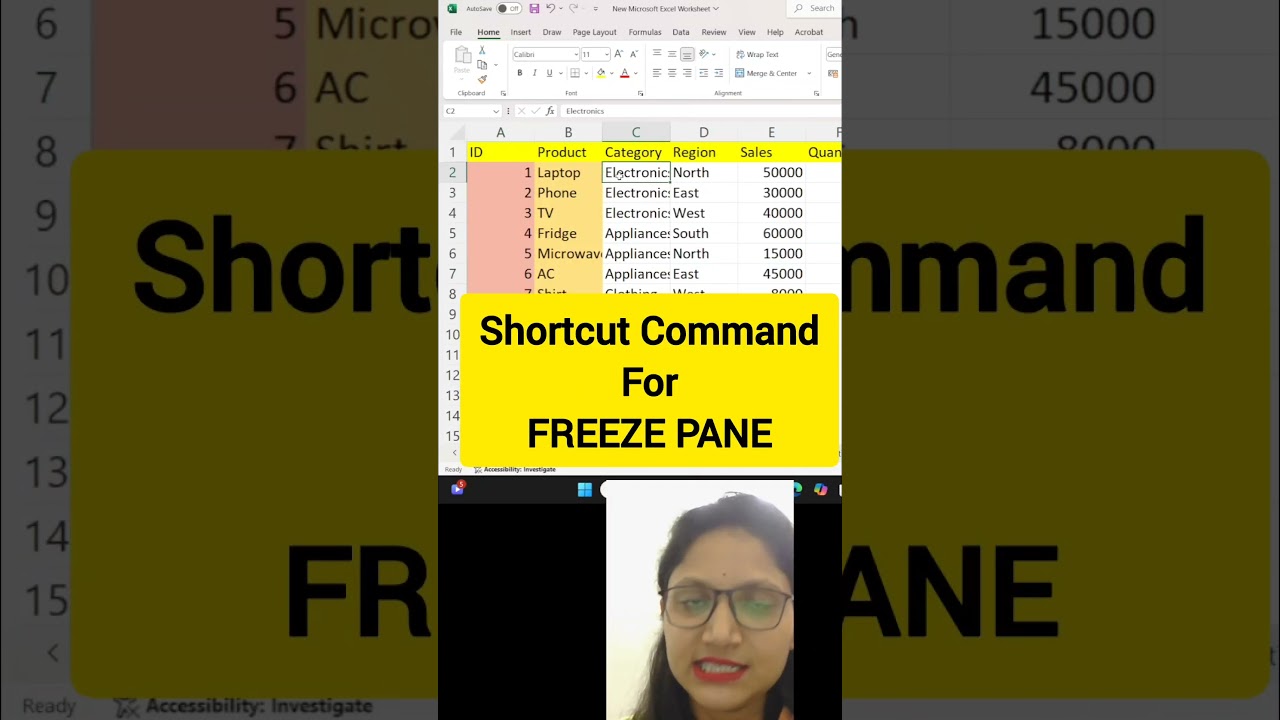 45. Shortcut Command for FREEZING DATA | Quick Excel Tutorials | Rishu Udit