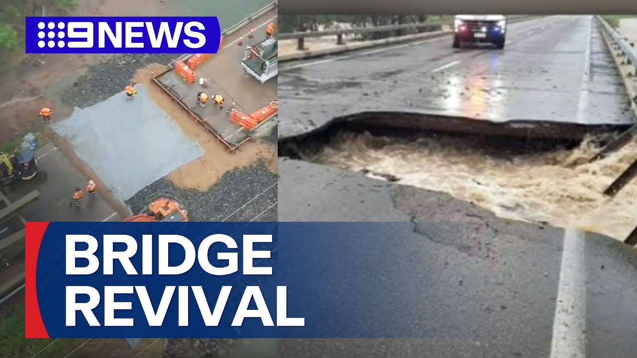Bridge reopens after Queensland floods | 9 News Australia