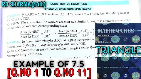 RD SHARMA CLASS 10 TRIANGLE EXAMPLE OF EX-7.5[Q.NO-1 TO 11] MATH FEAR | CHAPTER 7 | CBSE