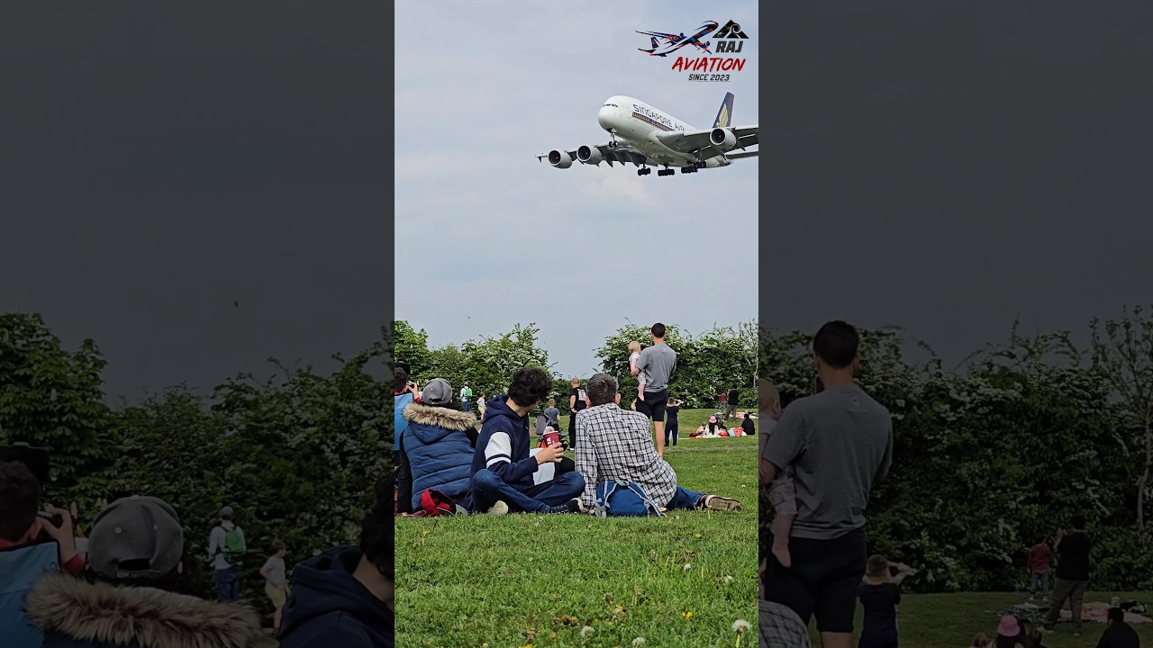 A380 flying over your Picnic spot!😳 Singapore Airbus A380 🇸🇬✈️👑. 