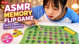 🔴 LIVE ASMR Memory Flip Game 🧠🍓 Match the Same Fruits & Animals!