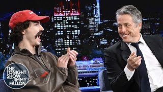 Hugh Grant Gets A Surprise Visit From Wonka Co-Star Timothée Chalamet The Tonight Show