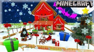 Minecraftสร้างบ้านคริสมาสต์ผสมบ้านขนมแคนดี้ให้ซานตาคลอสกับแซนดี้ christmas House minecraft