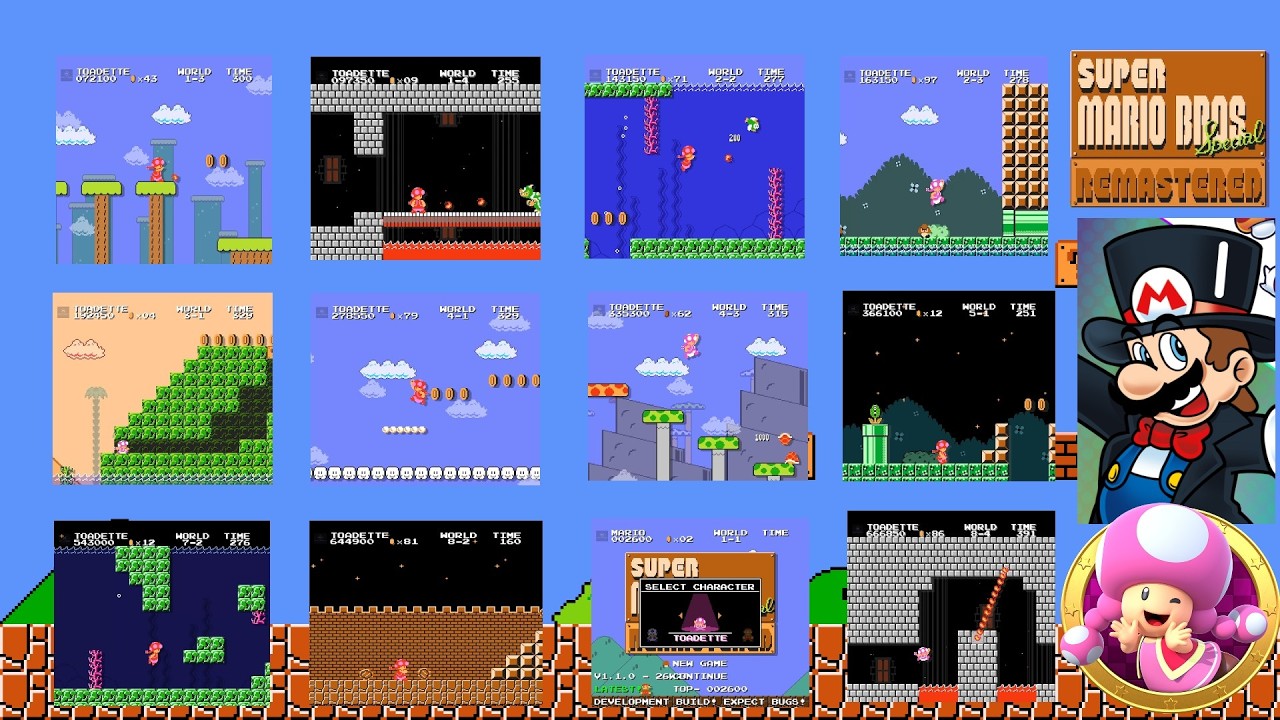 Super Mario Bros. Special Remaster (Fan Made & Free Game ) : Toadette : Playthrough : Full Play