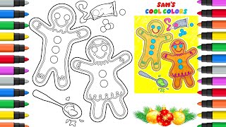 Coloring Gingerbread Cookies | Christmas Gingerbread Cookies Coloring Page | Markers