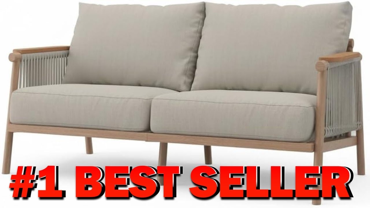 Acanva Modern All Weather Aluminum Outdoor Patio Sofa with Thick Cushions Olefin Fabric - B0FJ1M1RSC