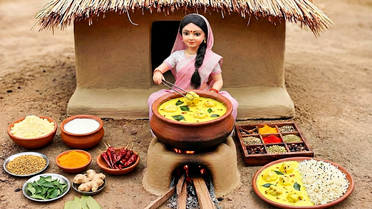 🥘🫓 Miniature Doll Chole Bhature Cooking ASMR | Indian Village Tiny Kitchen Story
