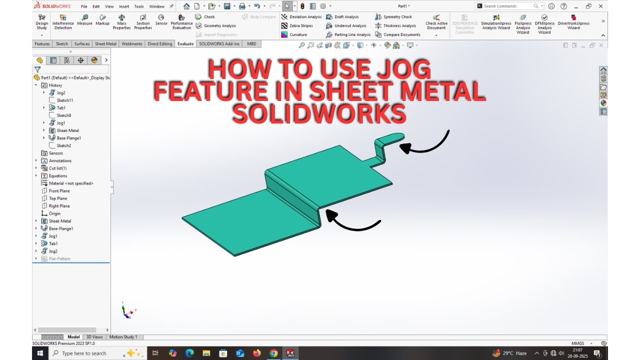 HOW TO USE JOG FEATURE IN SHEET METAL SOLIDWORKS. - YouTube