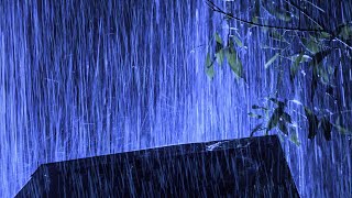 Relieve Stress to Fall Asleep Fast with Powerful Rain & Heavy Thunder Sounds on Metal Roof at Night.