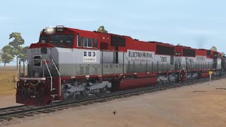 Trainz 3 EMDX #7000 pass by with SP #9018's Freight cars