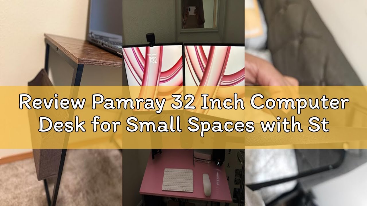 Review Pamray 32 Inch Computer Desk for Small Spaces with Storage Bag, Home Office Work Desk with He
