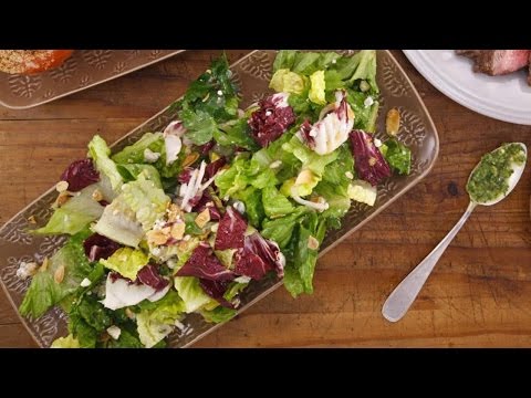 salad-with-toasted-almonds,-honey-dijon-vinaigrette-and-crumbled-blue-cheese